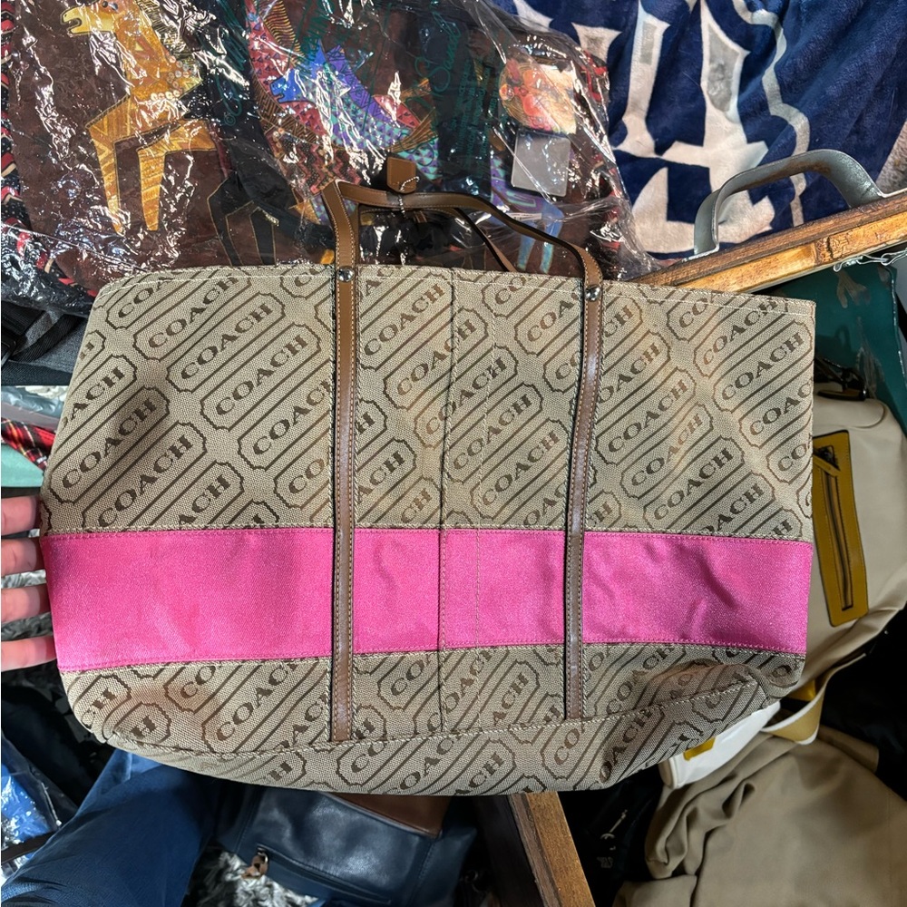 Coach Brown and Pink Tote Bag